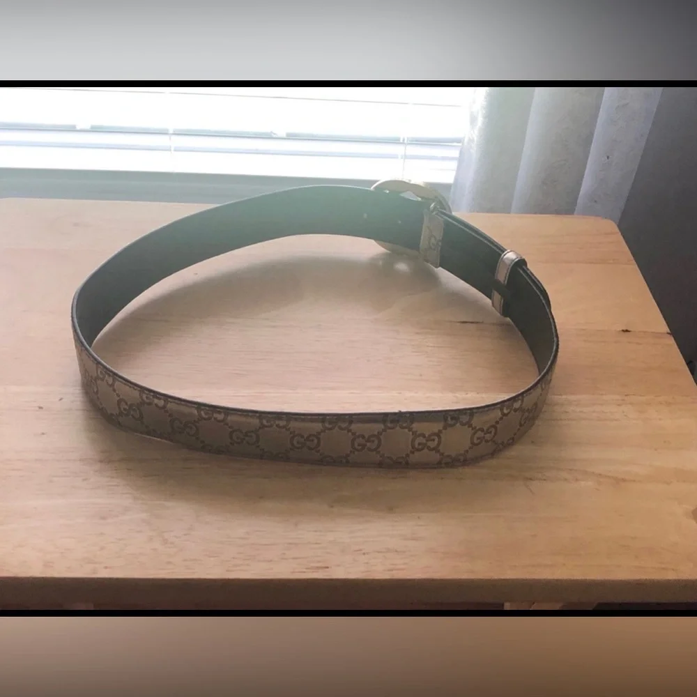 Gucci Guccissima Interlocking G Gold Brown Leather Belt Authentic Italy Luxury